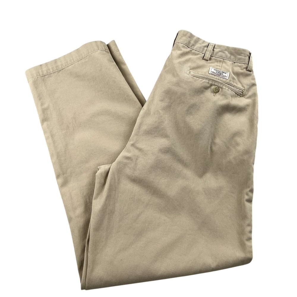 Polo Ralph Lauren Andrew Pant Pleated Chinos 34x32 Khaki Men Cotton Twill Preppy